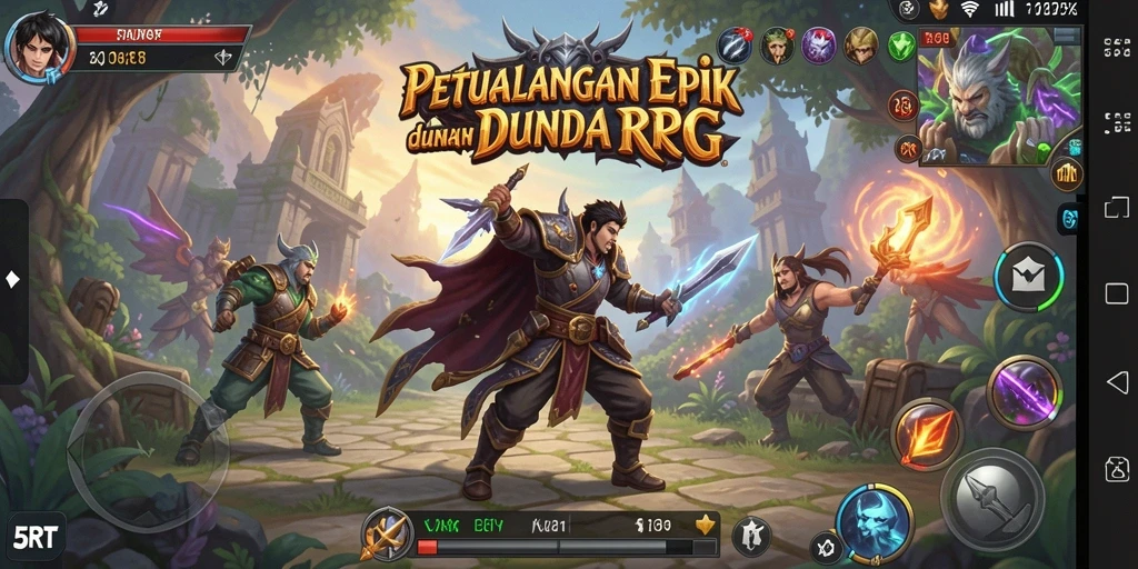Tampilan gameplay 5RT yang epik dengan petualangan seru.