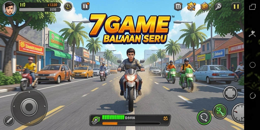 Gameplay 7GAME menampilkan balapan yang mendebarkan dan grafis yang memukau.