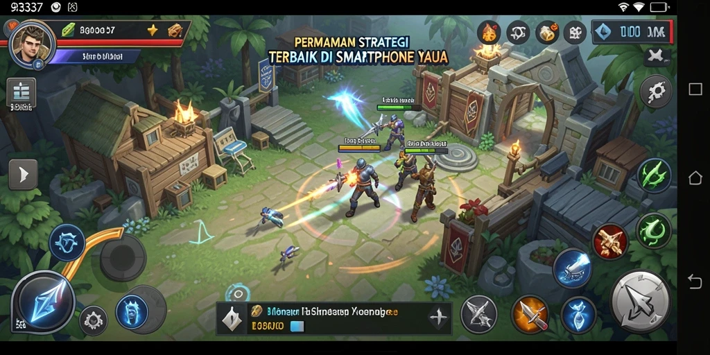 Screenshot gameplay dari 93337 yang menunjukkan strategi dan pertempuran.