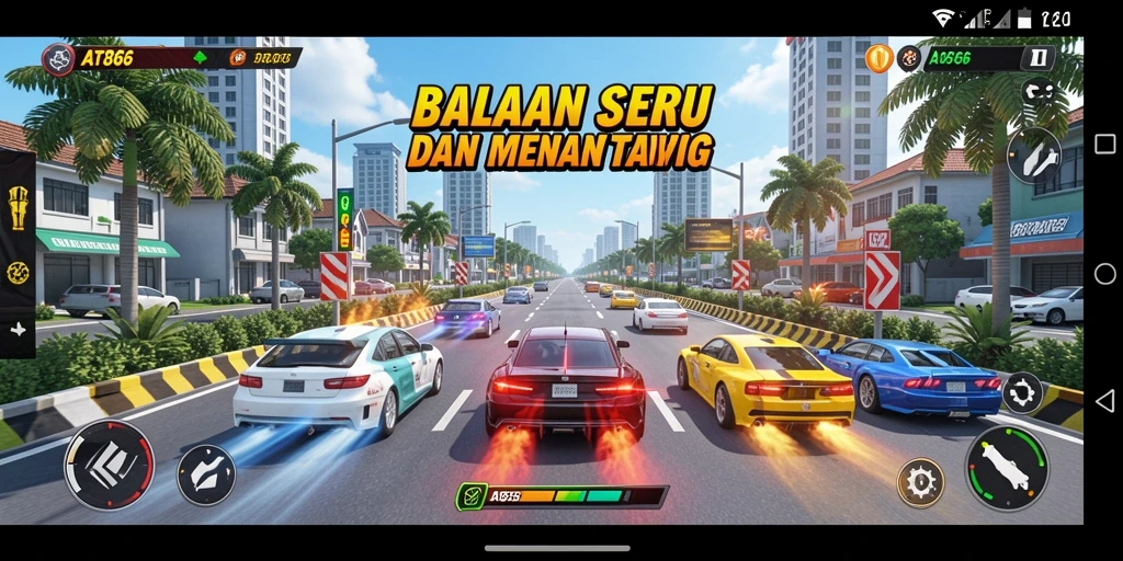Gameplay AT866 yang intens dan seru saat balapan.