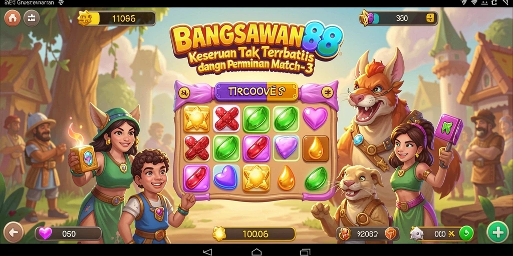 Tangkapan layar BANGSAWAN88 menampilkan gameplay seru Match-3.