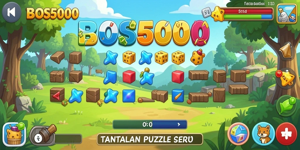 Screenshot gameplay BOS5000 menampilkan tantangan puzzle yang menarik.