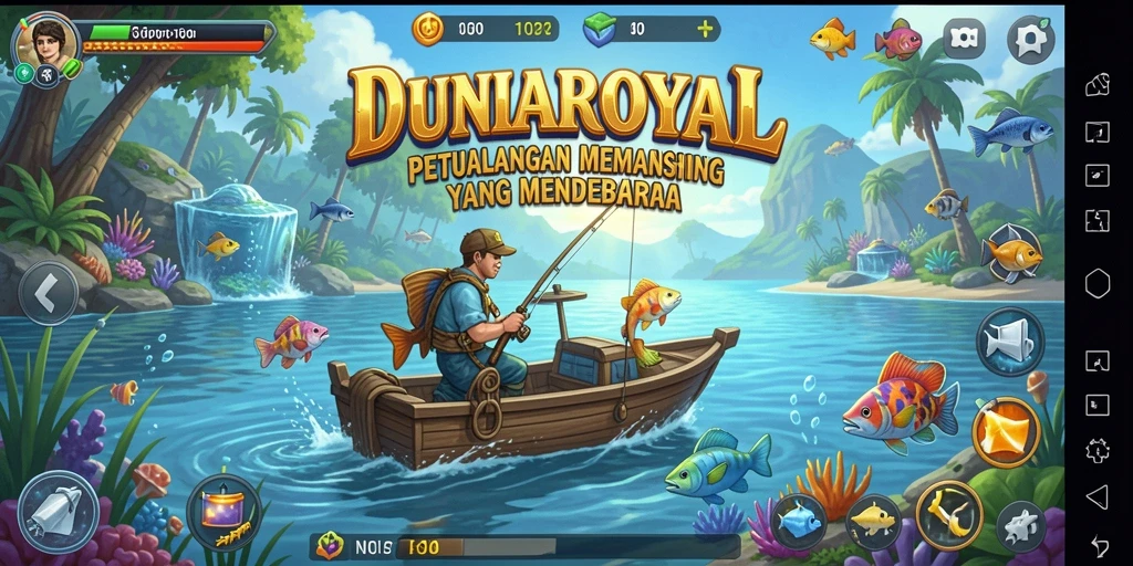 Tampilan gameplay DUNIAROYAL yang menarik saat memancing.