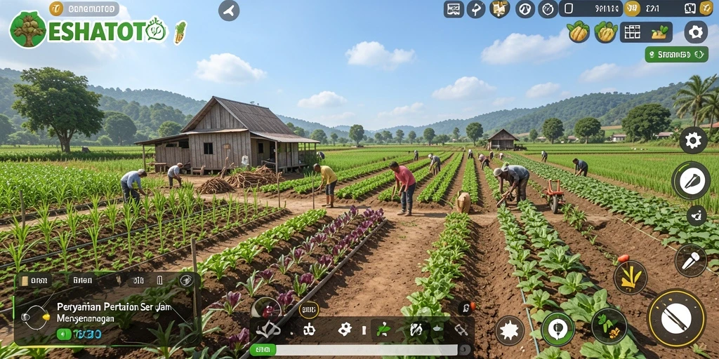 Tangkapan layar gameplay ESHATOTO menampilkan keindahan pertanian.