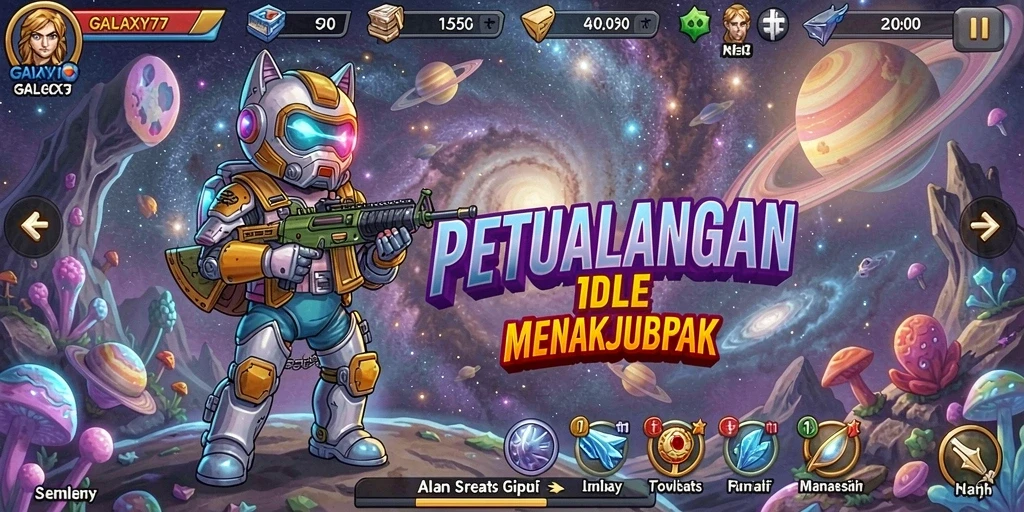 Tangkapan layar gameplay GALAXY77 yang menarik dan penuh aksi Idle.