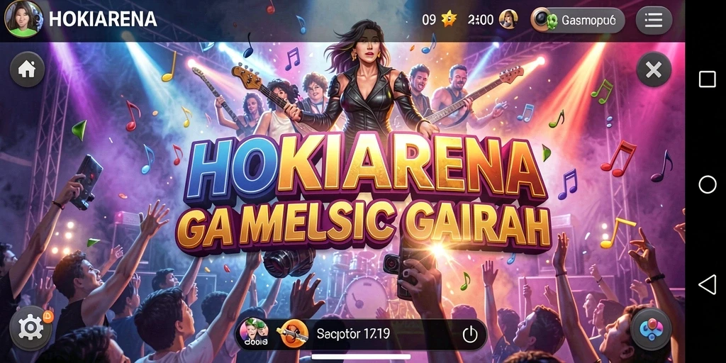 Tampilan menarik dari gameplay HOKIARENA yang penuh musik.