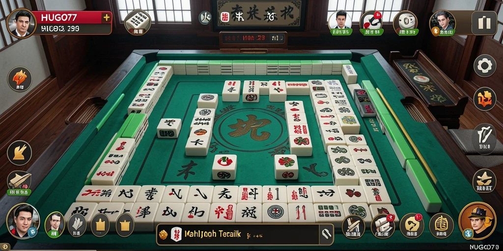 Screenshot utama HUGO77 menampilkan aksi seru permainan Mahjong.
