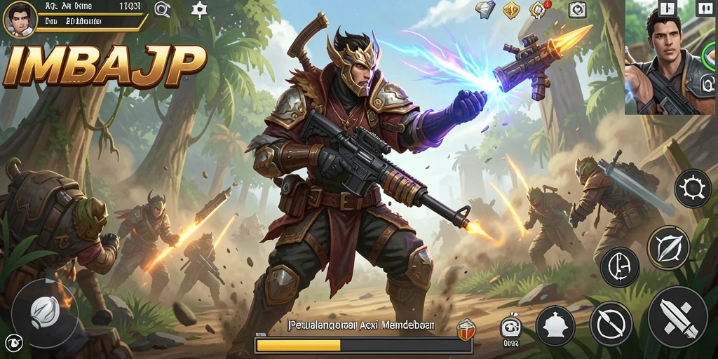 Screenshot gameplay IMBAJP menampilkan pertempuran yang mendebarkan.