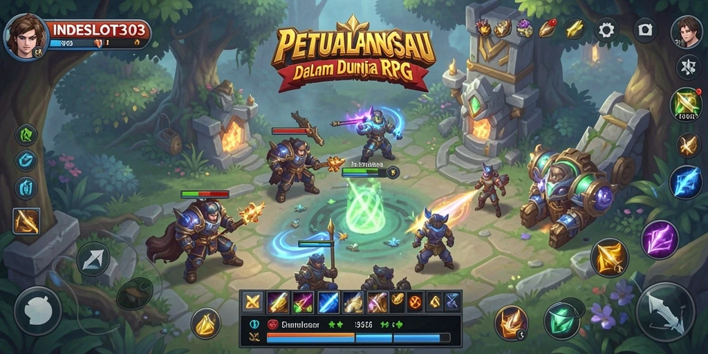 Screenshot gameplay INDESLOT303 menampilkan pertarungan seru dalam dunia RPG.