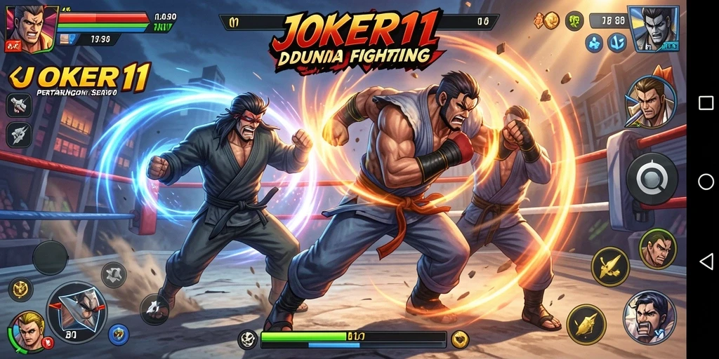 Screenshot menunjukkan aksi pertarungan intens dalam JOKER11.