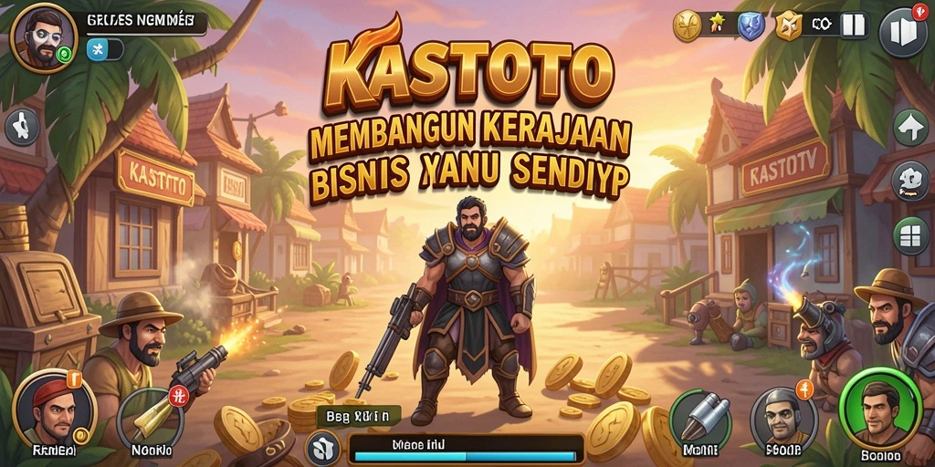 Tangkapan layar gameplay KASTOTO menampilkan pembangunan bisnis yang seru.