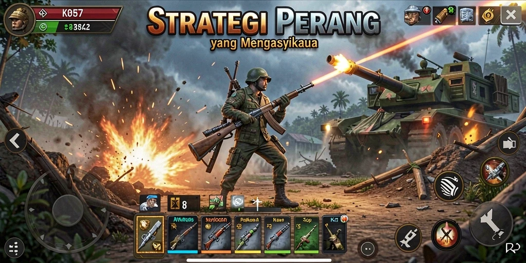 Tampilan gameplay strategis KO857 yang menarik dan penuh aksi.