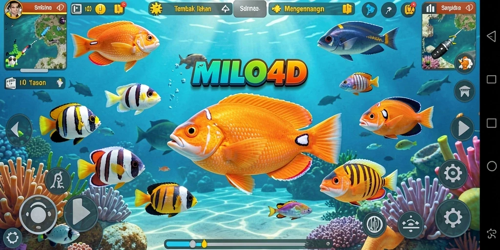 Tampilan gameplay menembak ikan yang seru di MILO4D.