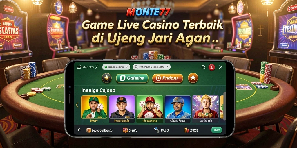 Screenshot gameplay MONTE77 menampilkan dealer langsung dan interaksi pemain.