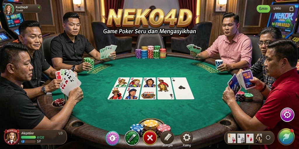 Screenshot gameplay NEKO4D menampilkan aksi Poker yang seru.