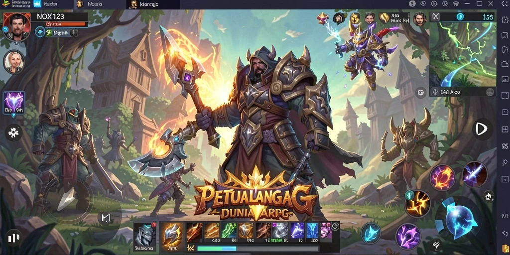 Tampilan gameplay mendebarkan dari NOX123 dengan aksi ARPG intens.