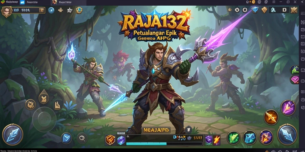 Tampilan gameplay epik RAJA132 dengan pertempuran yang menantang.