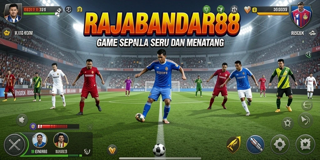 Tangkapan layar menampilkan aksi pertandingan sepak bola di RAJABANDAR88.