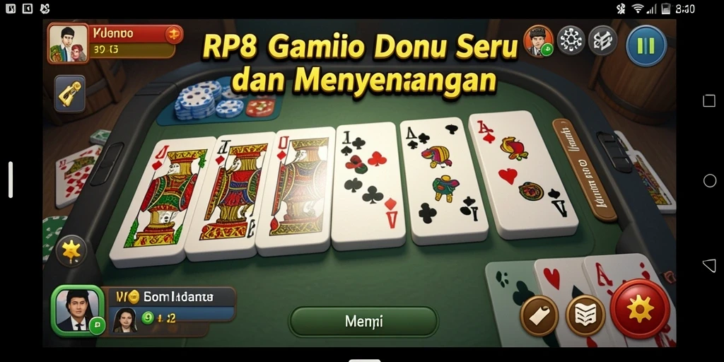 Tampilan menarik dari gameplay domino RP8 yang mengasyikkan.