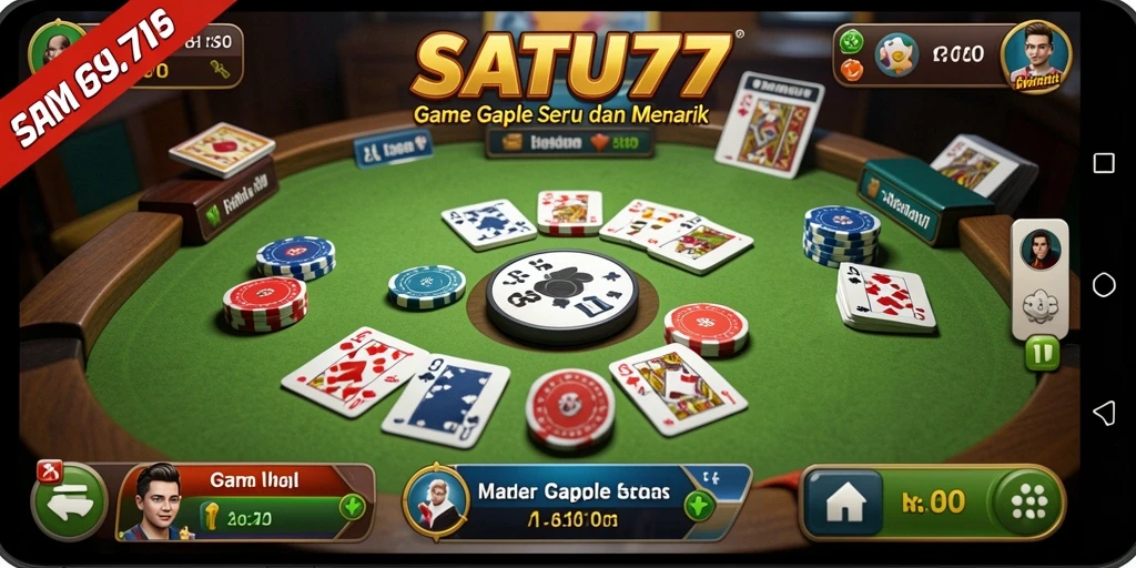 Screenshot gameplay SATU77 yang menampilkan suasana seru bermain Gaple.