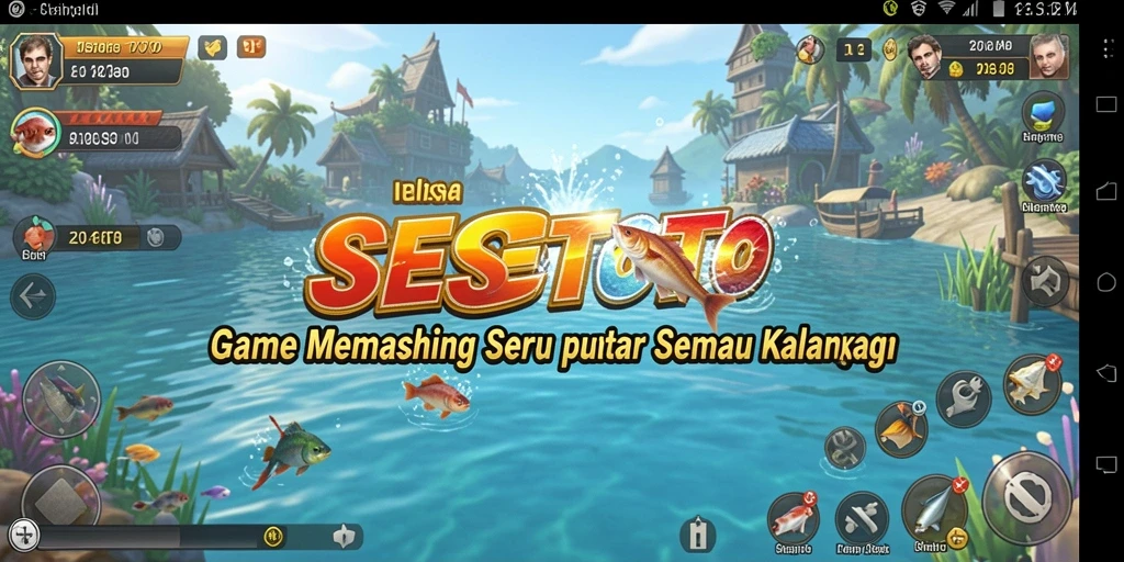 Gameplay SESETOTO dengan grafis memukau dan berbagai lokasi memancing.