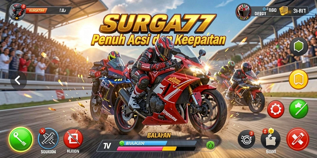 Screenshot gameplay SURGA77 yang menampilkan aksi balapan seru.