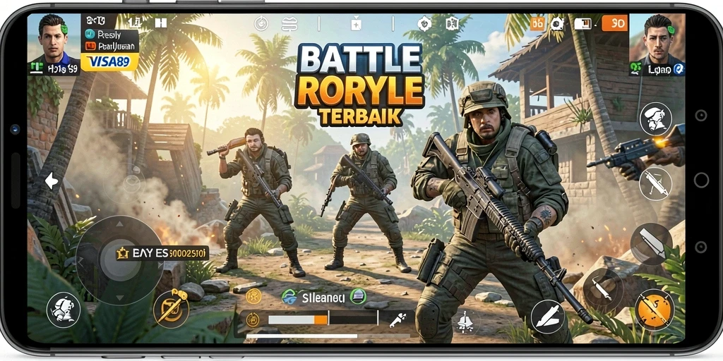 Gameplay mendebarkan dalam pertempuran Battle Royale.