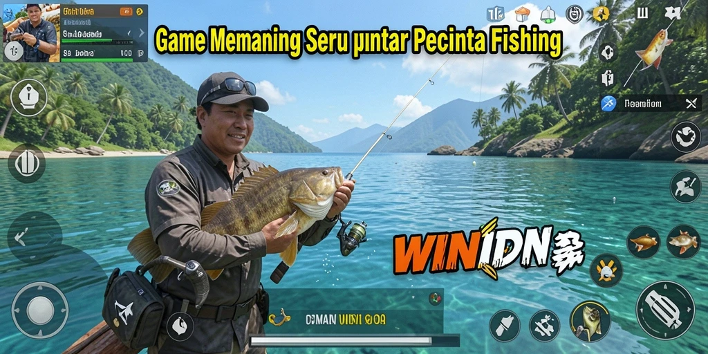 Tampilan gameplay WINIDN dengan aksi memancing yang mendebarkan