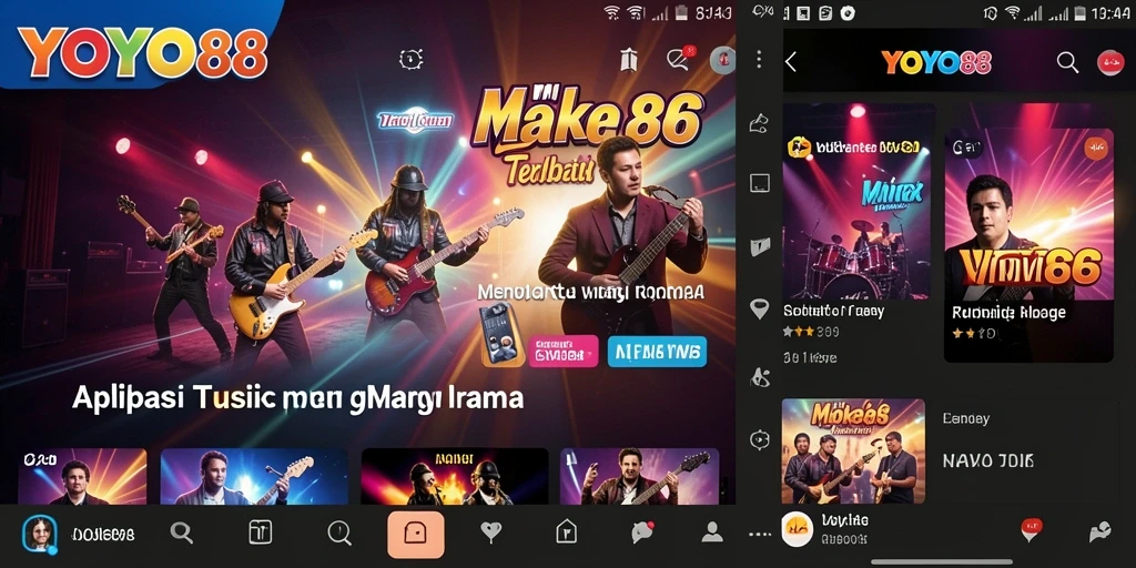 Tangkapan layar gameplay YOYO88 dengan berbagai mode permainan musik.